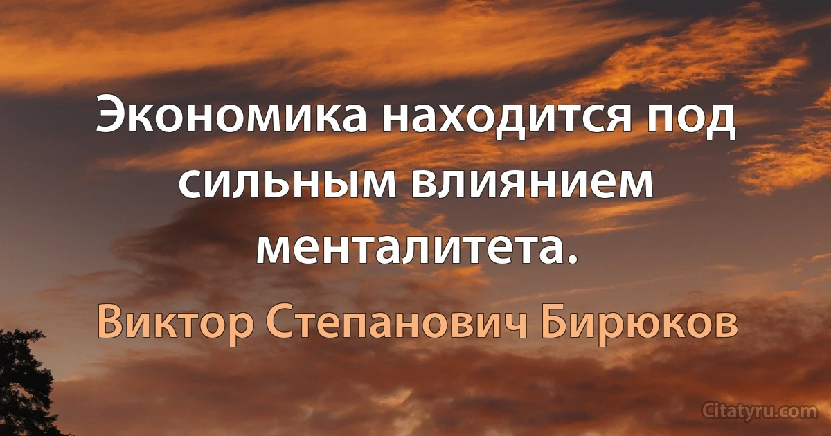 Экономика находится под сильным влиянием менталитета. (Виктор Степанович Бирюков)