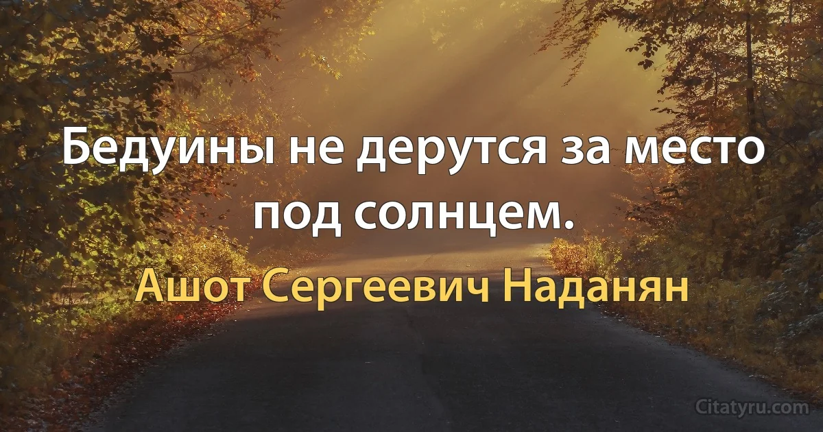 Бедуины не дерутся за место под солнцем. (Ашот Сергеевич Наданян)