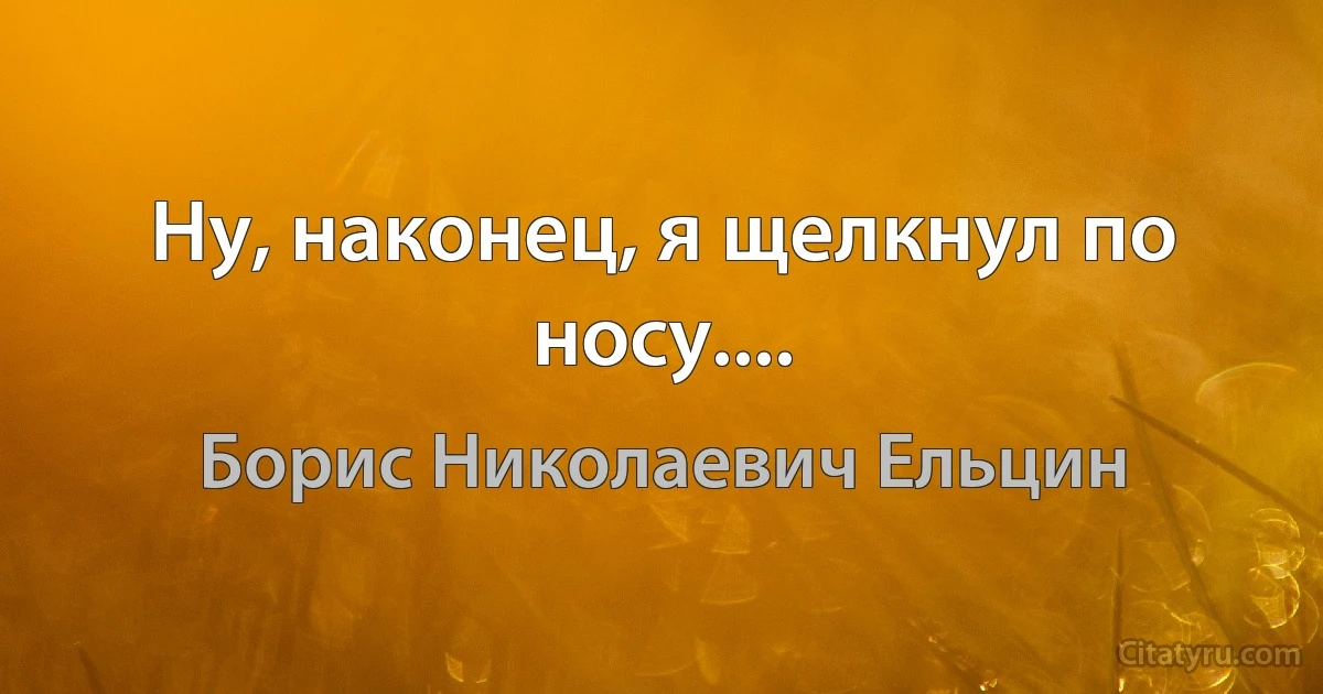 Ну, наконец, я щелкнул по носу.... (Борис Николаевич Ельцин)