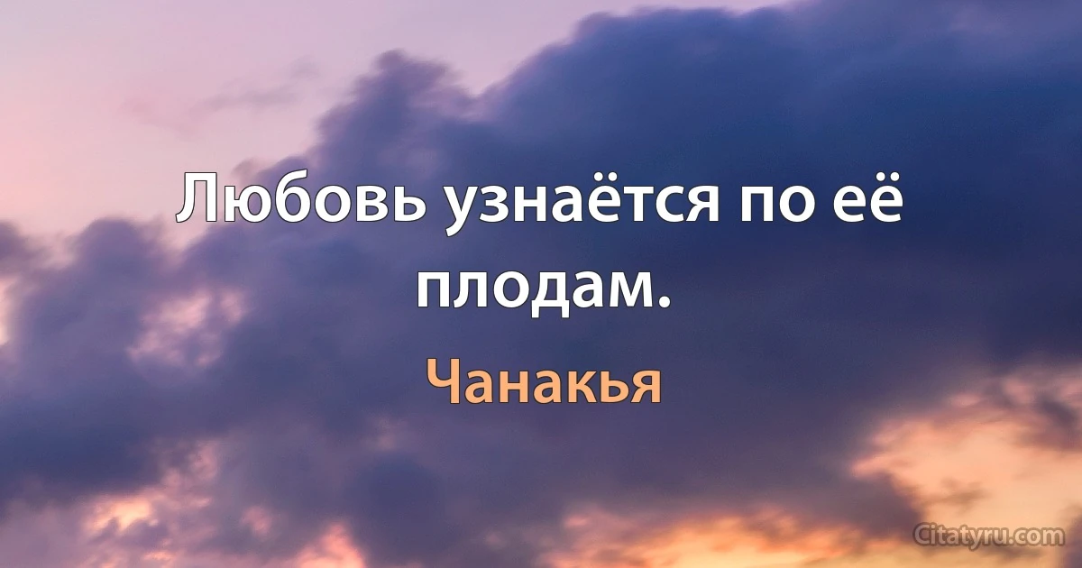 Любовь узнаётся по её плодам. (Чанакья)