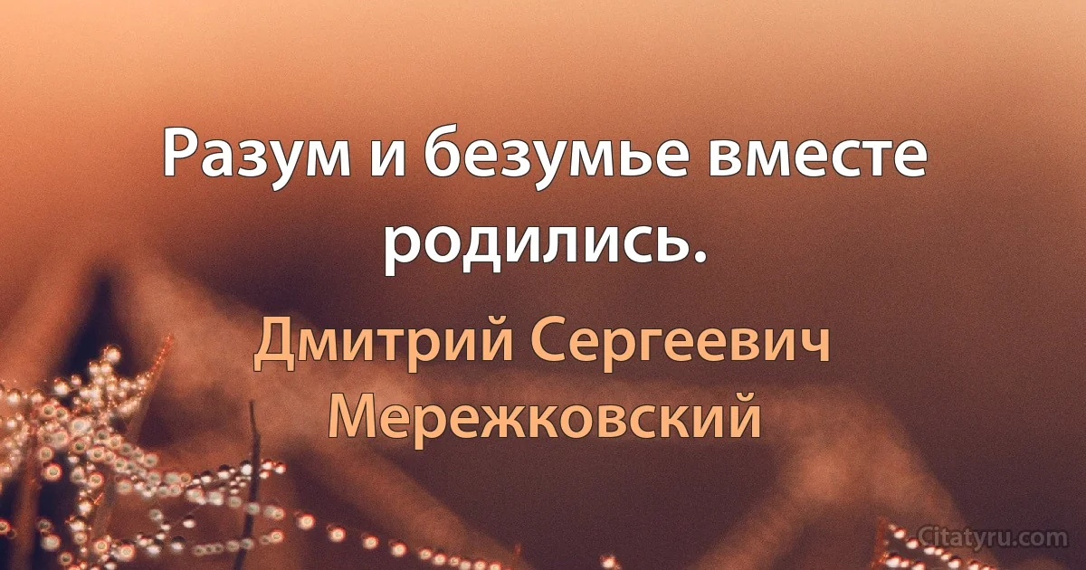 Разум и безумье вместе родились. (Дмитрий Сергеевич Мережковский)