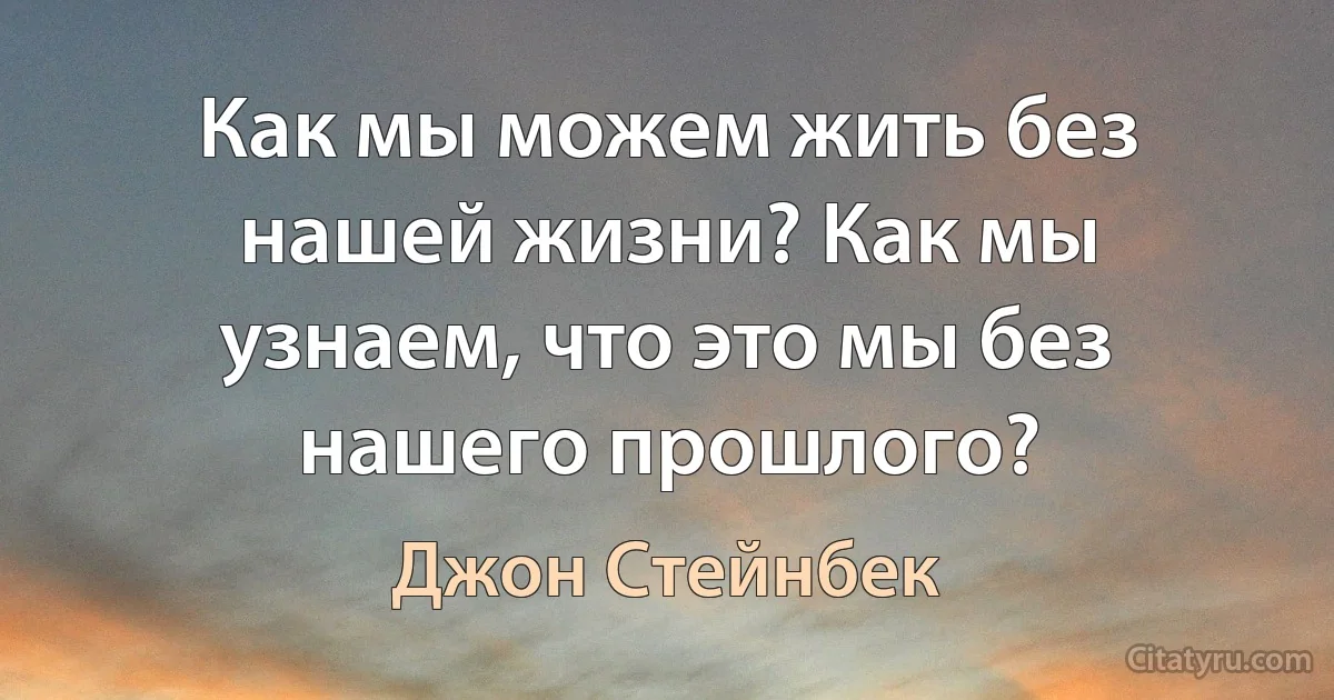 Как мы можем жить без нашей жизни? Как мы узнаем, что это мы без нашего прошлого? (Джон Стейнбек)