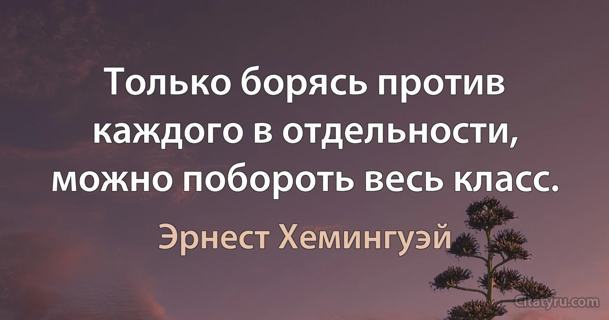 Только борясь против каждого в отдельности, можно побороть весь класс. (Эрнест Хемингуэй)