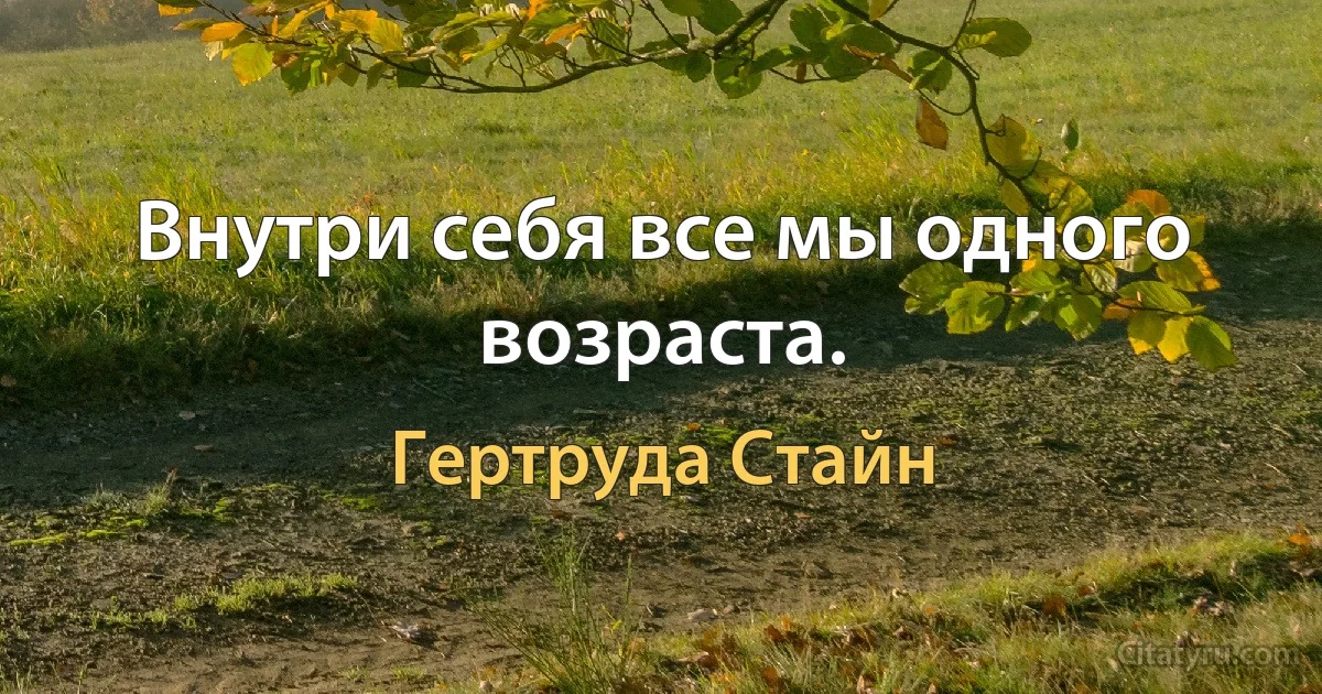 Внутри себя все мы одного возраста. (Гертруда Стайн)