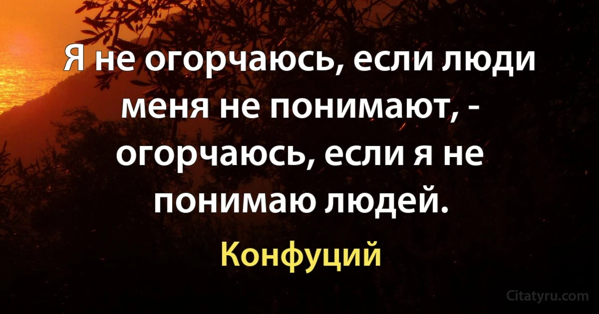 Я не огорчаюсь, если люди меня не понимают, - огорчаюсь, если я не понимаю людей. (Конфуций)