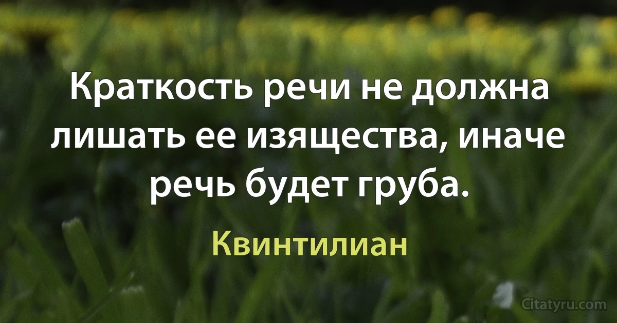 Краткость речи не должна лишать ее изящества, иначе речь будет груба. (Квинтилиан)