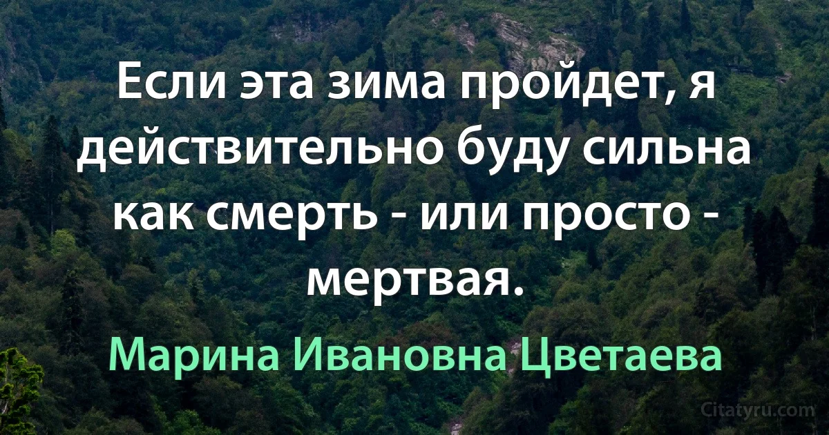 Если эта зима пройдет, я действительно буду сильна как смерть - или просто - мертвая. (Марина Ивановна Цветаева)