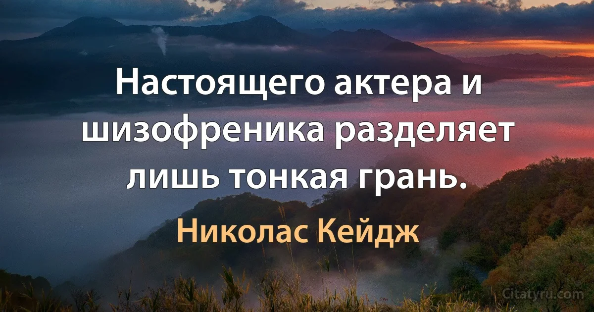 Настоящего актера и шизофреника разделяет лишь тонкая грань. (Николас Кейдж)