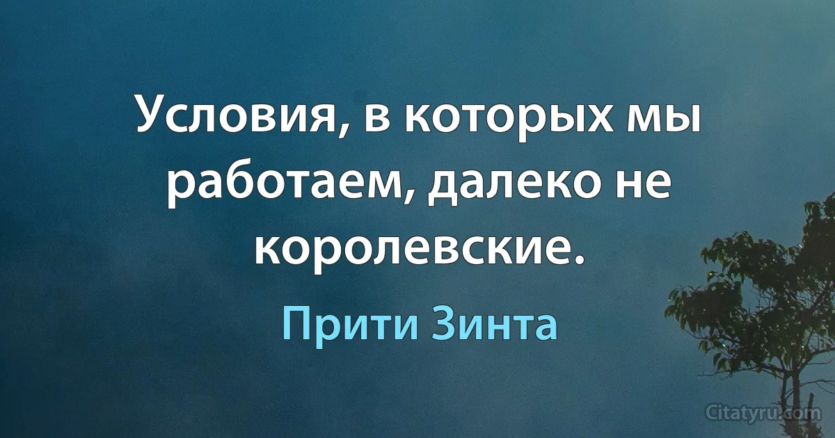 Условия, в которых мы работаем, далеко не королевские. (Прити Зинта)