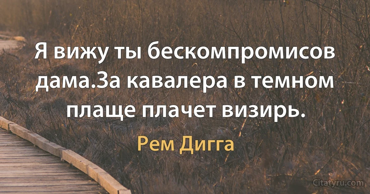 Я вижу ты бескомпромисов дама.За кавалера в темном плаще плачет визирь. (Рем Дигга)