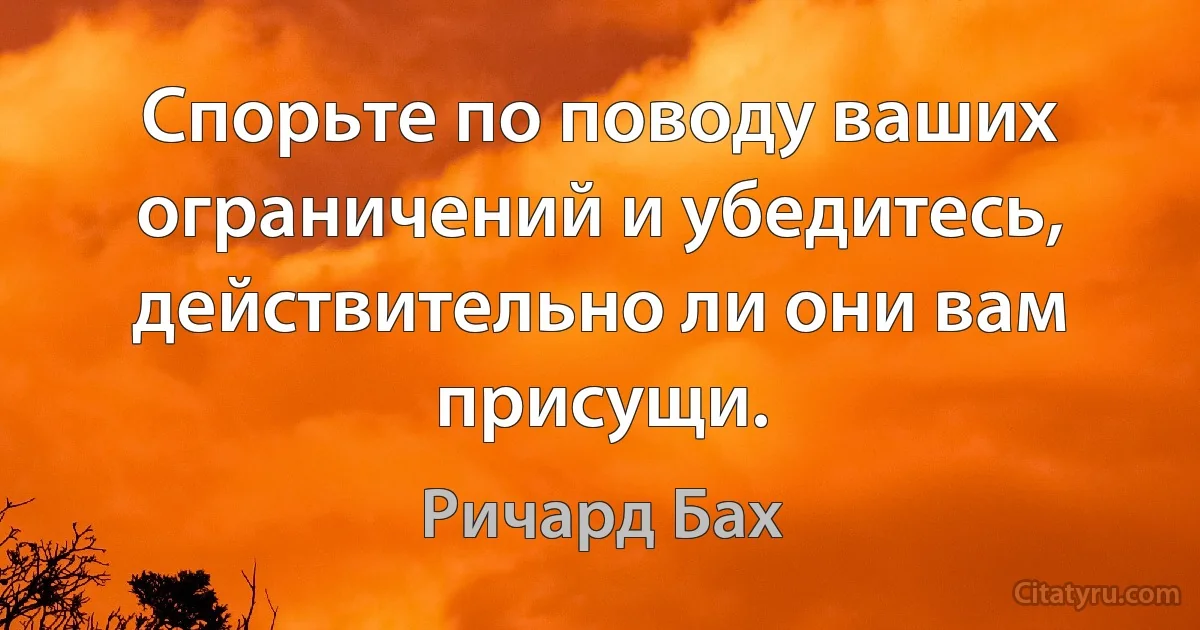 Спорьте по поводу ваших ограничений и убедитесь, действительно ли они вам присущи. (Ричард Бах)