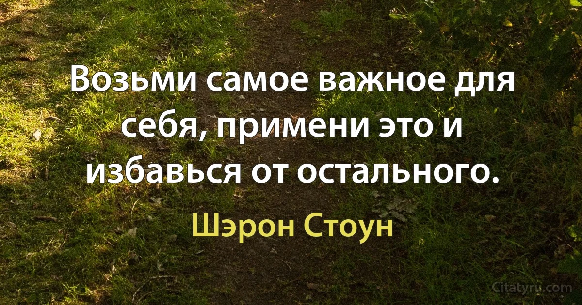 Возьми самое важное для себя, примени это и избавься от остального. (Шэрон Стоун)