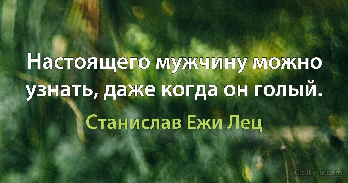 Настоящего мужчину можно узнать, даже когда он голый. (Станислав Ежи Лец)