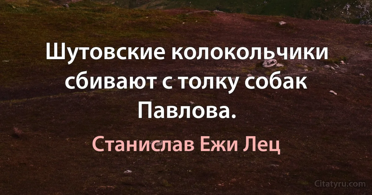 Шутовские колокольчики сбивают с толку собак Павлова. (Станислав Ежи Лец)