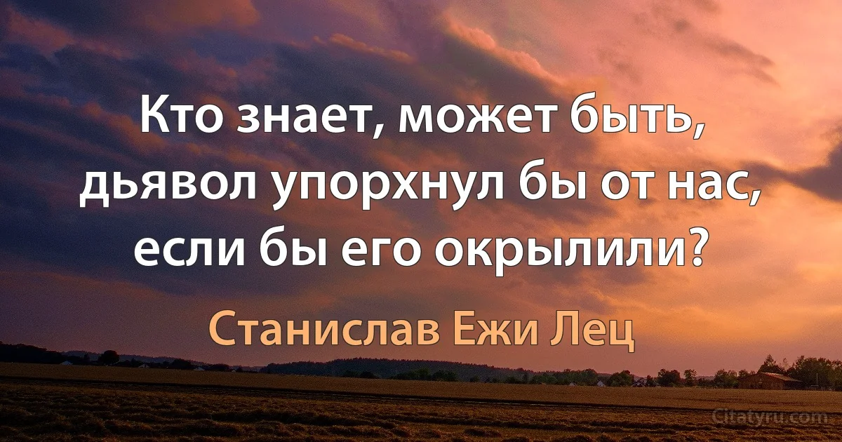 Кто знает, может быть, дьявол упорхнул бы от нас, если бы его окрылили? (Станислав Ежи Лец)