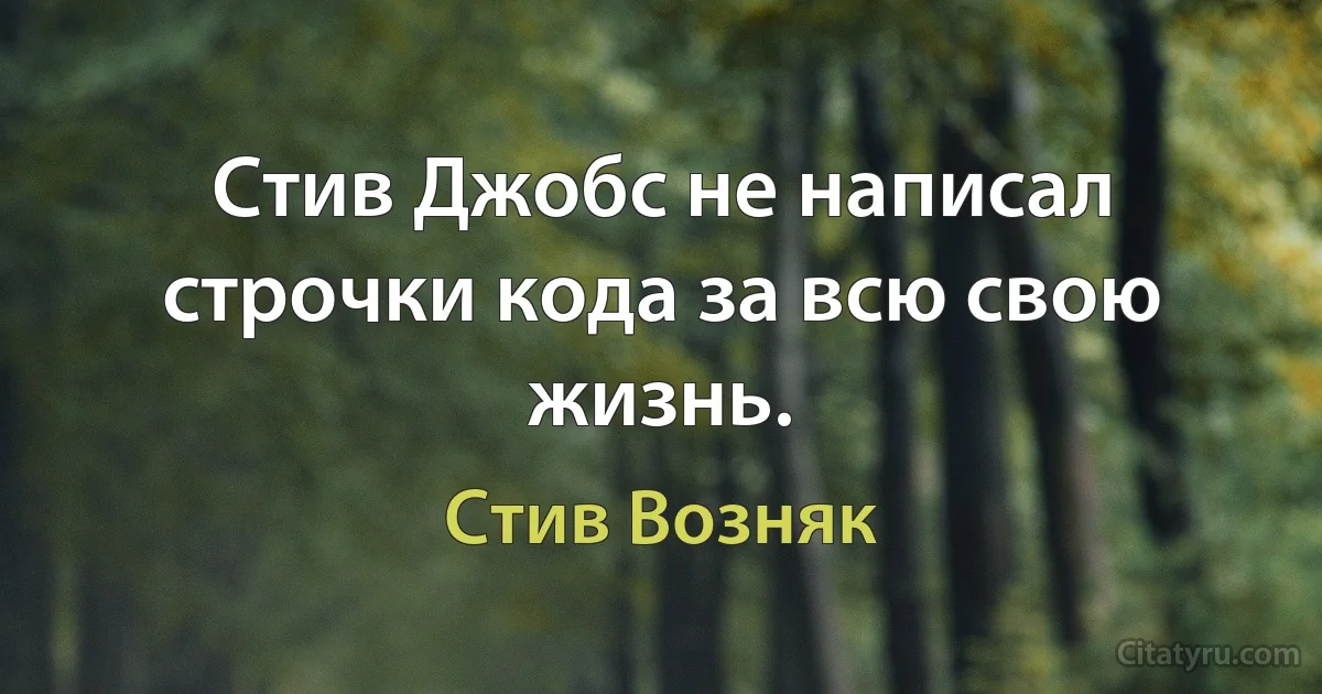 Стив Джобс не написал строчки кода за всю свою жизнь. (Стив Возняк)