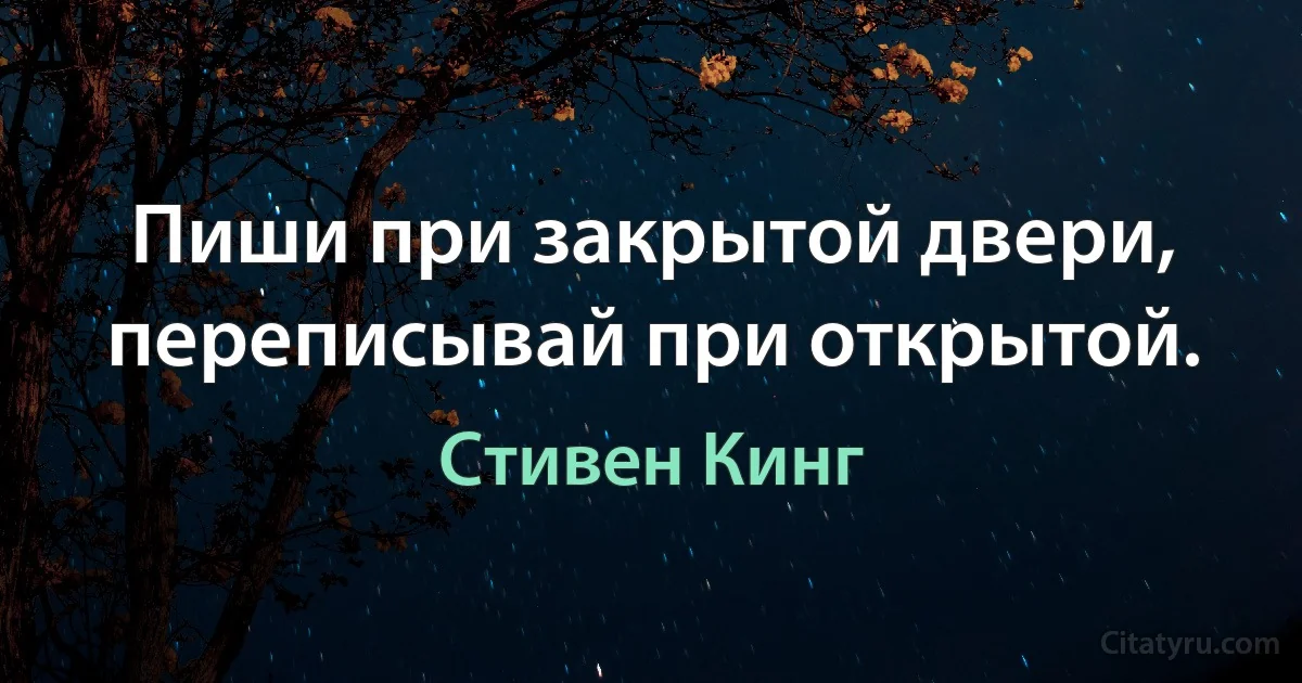 Пиши при закрытой двери, переписывай при открытой. (Стивен Кинг)