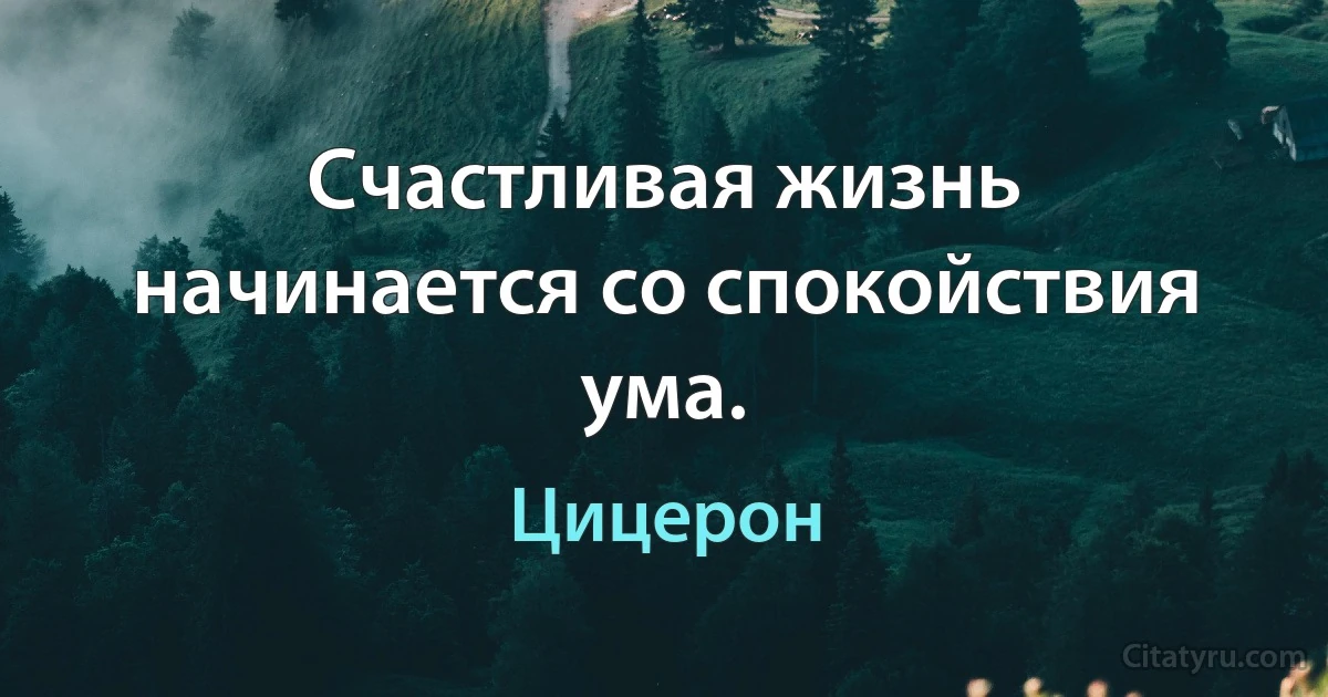 Счастливая жизнь начинается со спокойствия ума. (Цицерон)