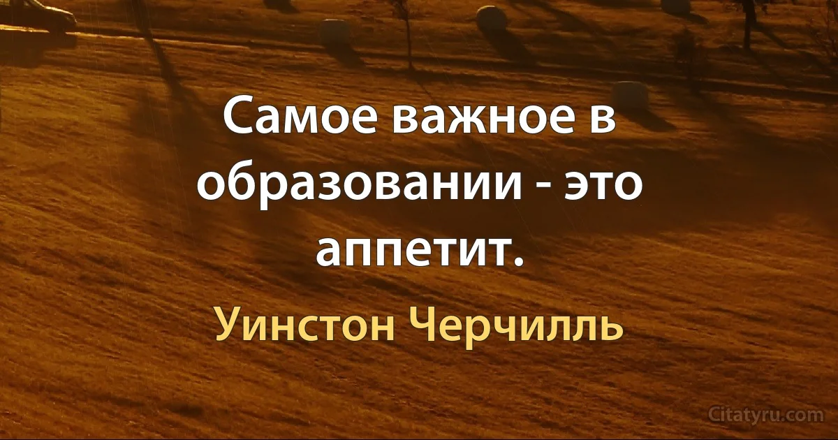 Самое важное в образовании - это аппетит. (Уинстон Черчилль)