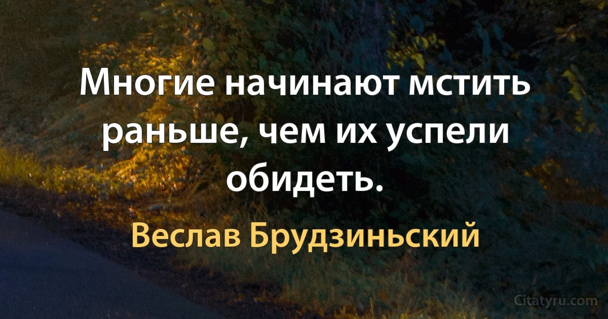 Многие начинают мстить раньше, чем их успели обидеть. (Веслав Брудзиньский)