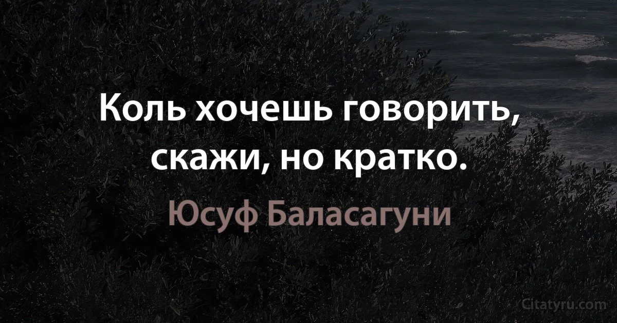 Коль хочешь говорить, скажи, но кратко. (Юсуф Баласагуни)