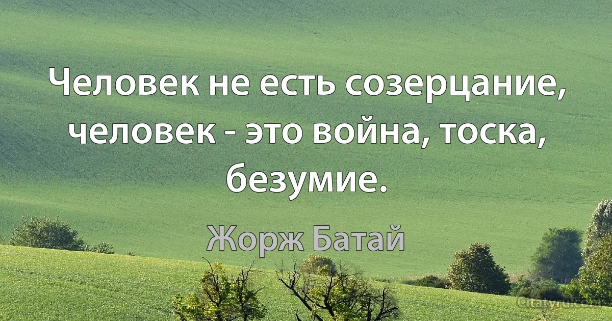 Человек не есть созерцание, человек - это война, тоска, безумие. (Жорж Батай)