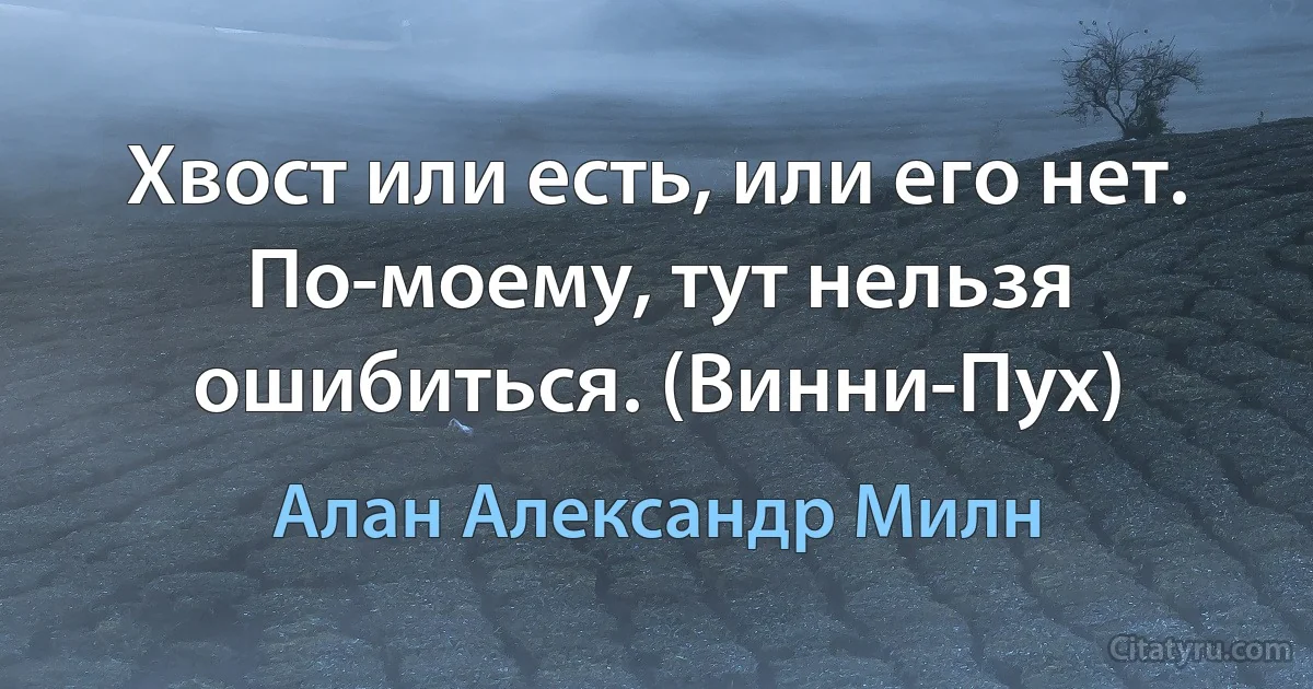 Хвост или есть, или его нет. По-моему, тут нельзя ошибиться. (Винни-Пух) (Алан Александр Милн)