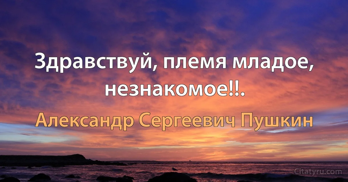 Здравствуй, племя младое, незнакомое!!. (Александр Сергеевич Пушкин)