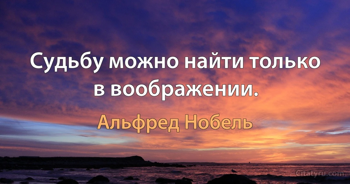 Судьбу можно найти только в воображении. (Альфред Нобель)