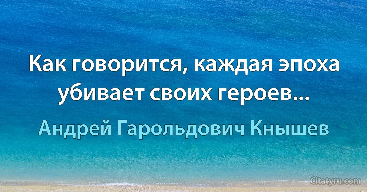 Как говорится, каждая эпоха убивает своих героев... (Андрей Гарольдович Кнышев)