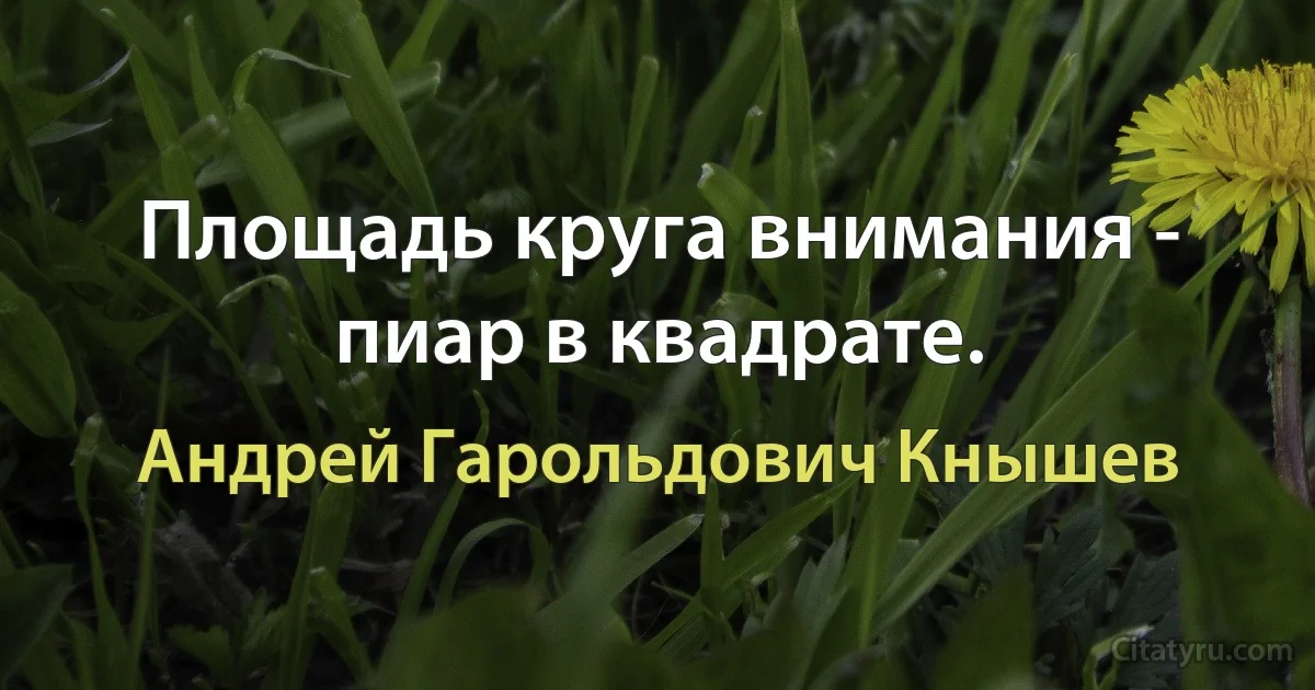 Площадь круга внимания - пиар в квадрате. (Андрей Гарольдович Кнышев)