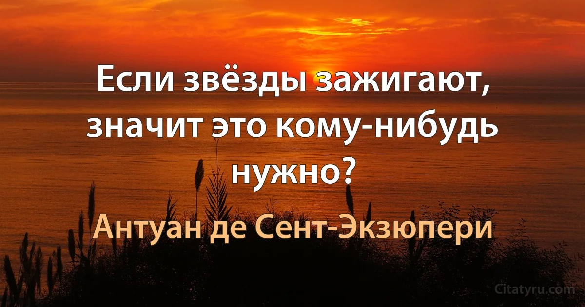 Если звёзды зажигают, значит это кому-нибудь нужно? (Антуан де Сент-Экзюпери)