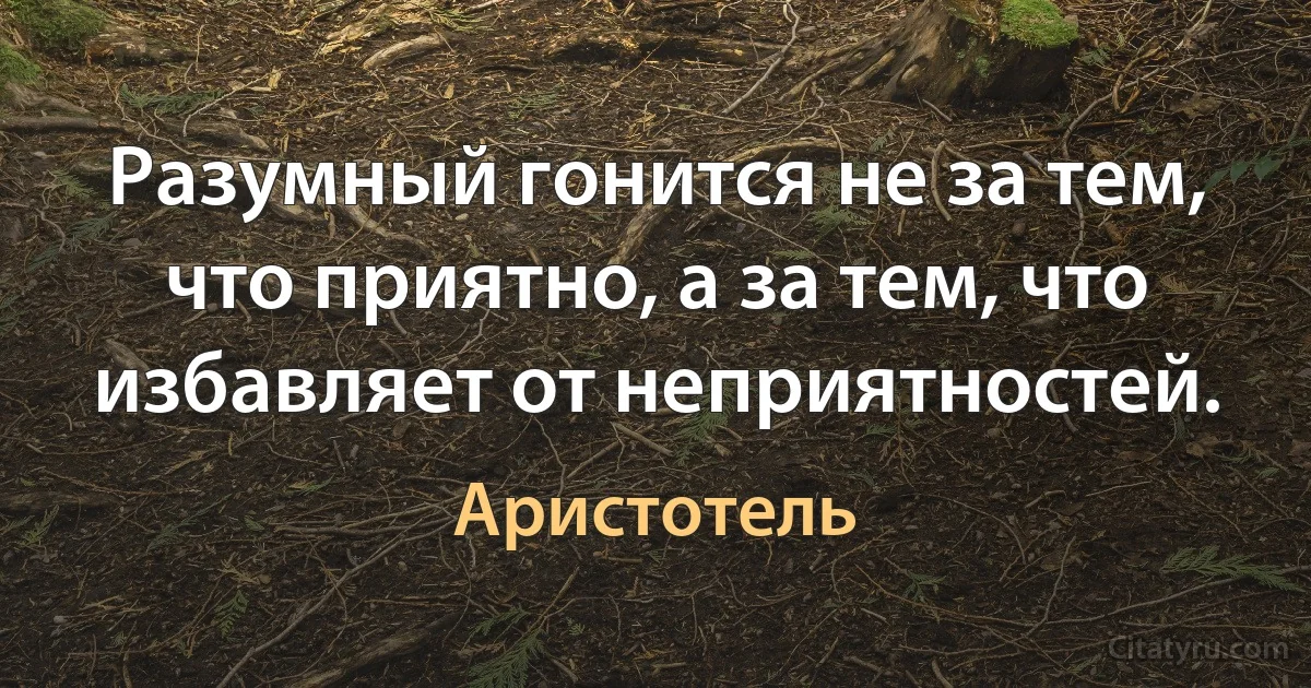 Разумный гонится не за тем, что приятно, а за тем, что избавляет от неприятностей. (Аристотель)