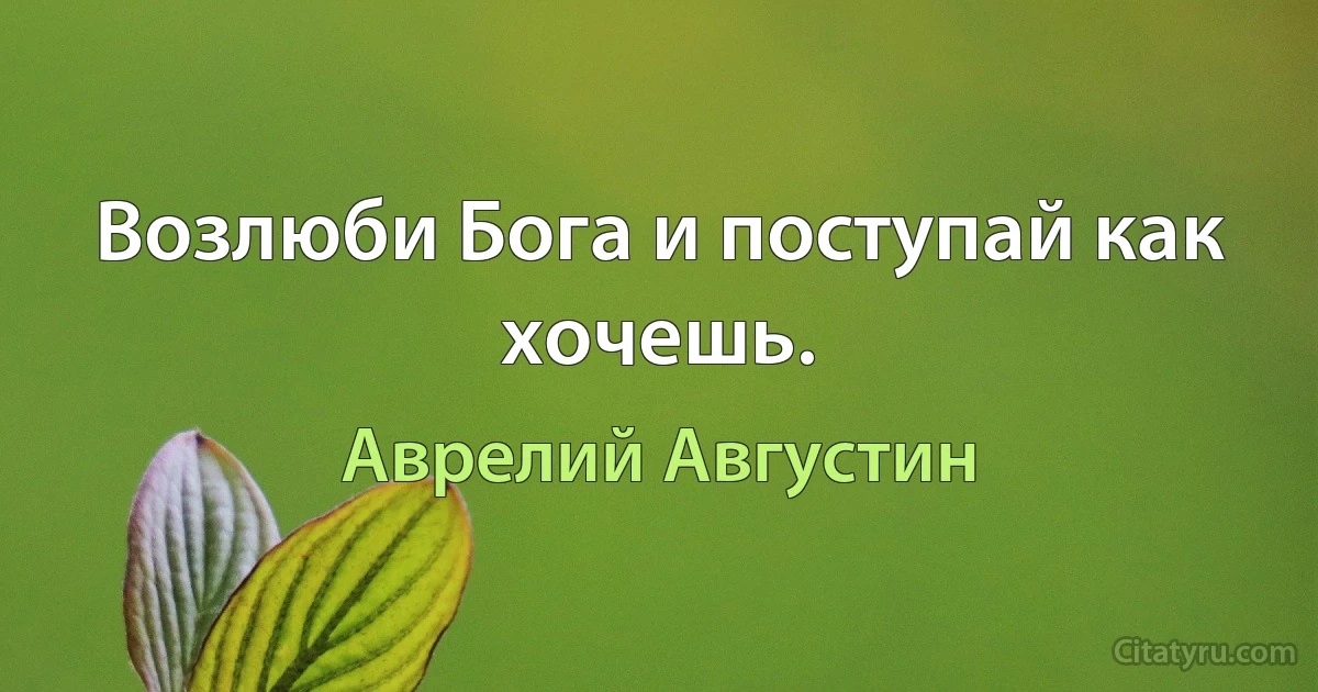 Возлюби Бога и поступай как хочешь. (Аврелий Августин)