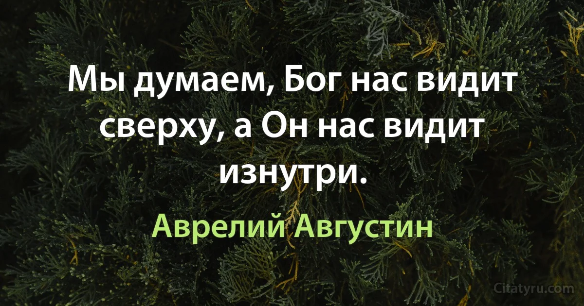 Мы думаем, Бог нас видит сверху, а Он нас видит изнутри. (Аврелий Августин)