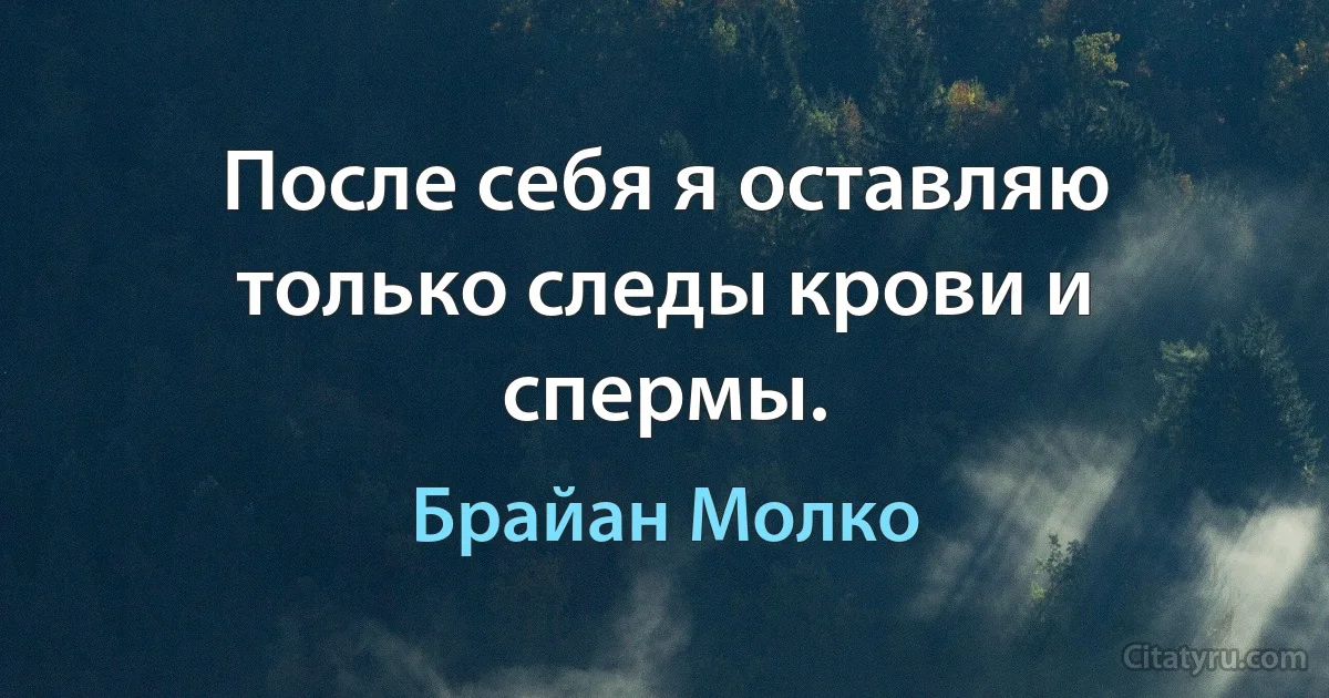 После себя я оставляю только следы крови и спермы. (Брайан Молко)