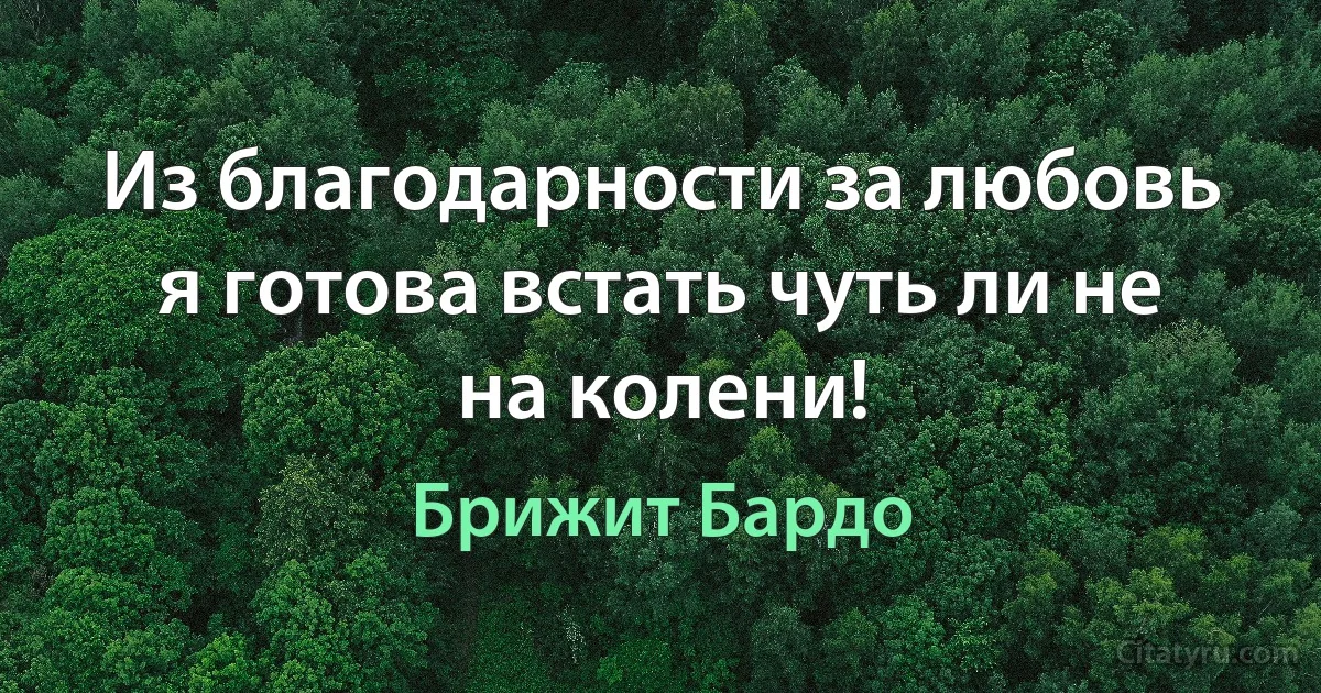 Из благодарности за любовь я готова встать чуть ли не на колени! (Брижит Бардо)