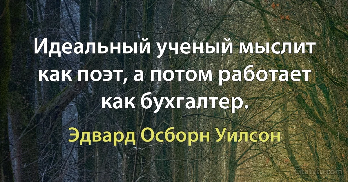 Идеальный ученый мыслит как поэт, а потом работает как бухгалтер. (Эдвард Осборн Уилсон)