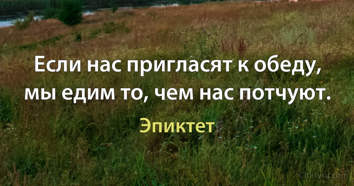 Если нас пригласят к обеду, мы едим то, чем нас потчуют. (Эпиктет)