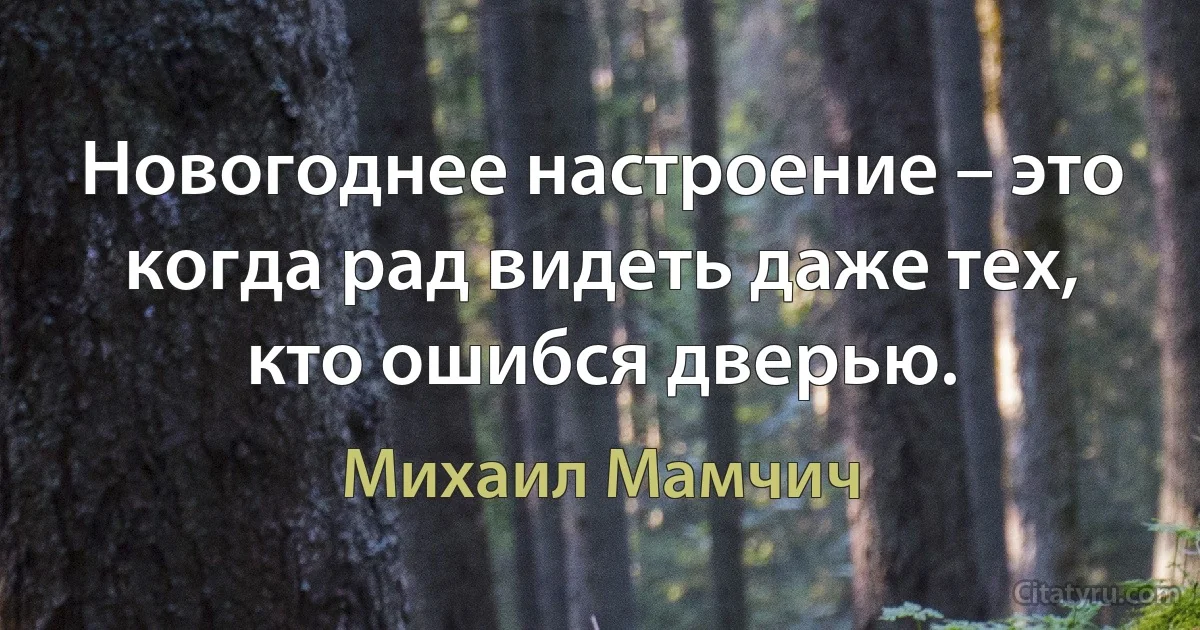 Новогоднее настроение – это когда рад видеть даже тех, кто ошибся дверью. (Михаил Мамчич)