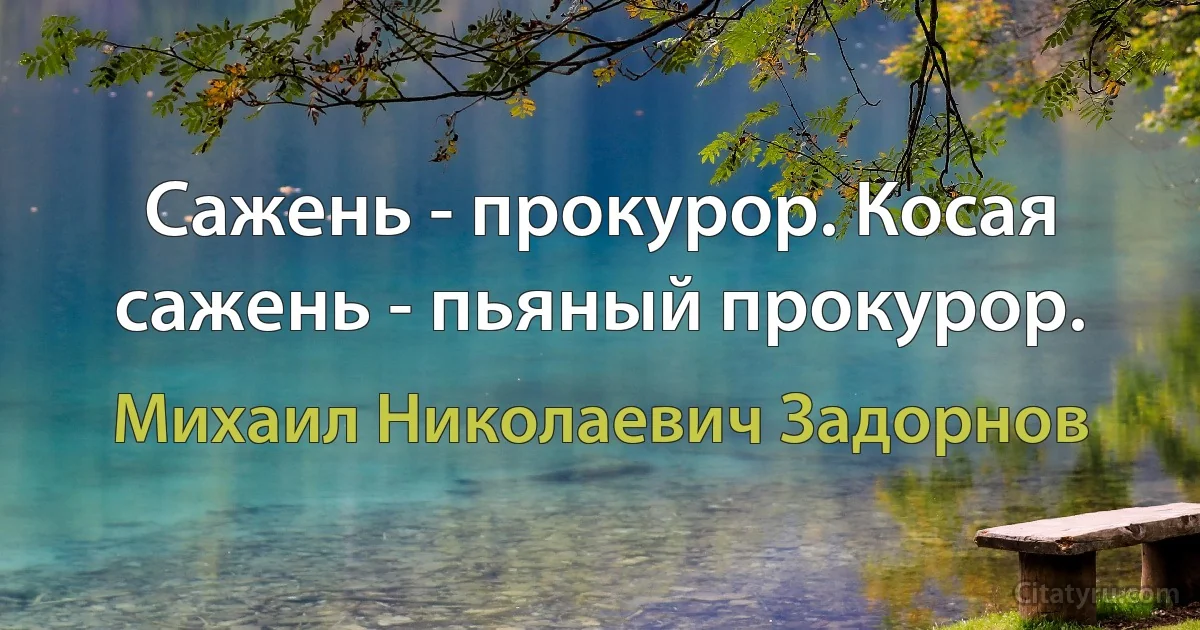 Сажень - прокурор. Косая сажень - пьяный прокурор. (Михаил Николаевич Задорнов)