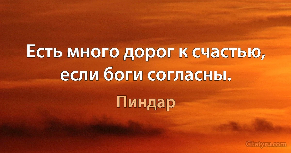 Есть много дорог к счастью, если боги согласны. (Пиндар)