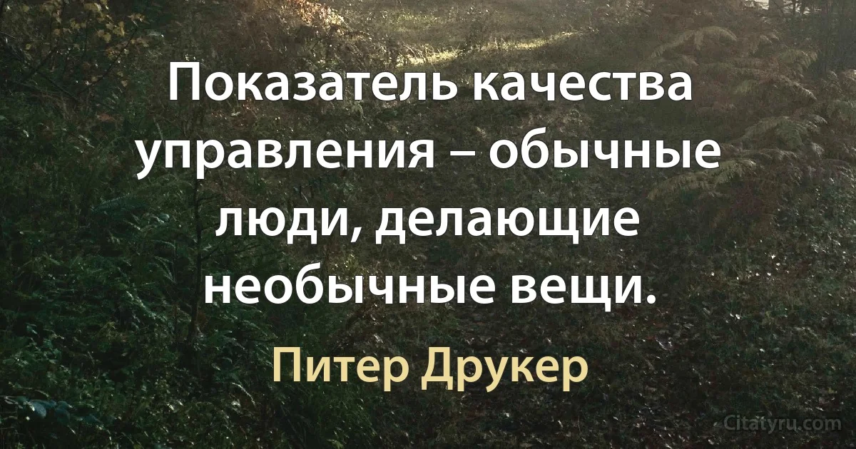 Показатель качества управления – обычные люди, делающие необычные вещи. (Питер Друкер)