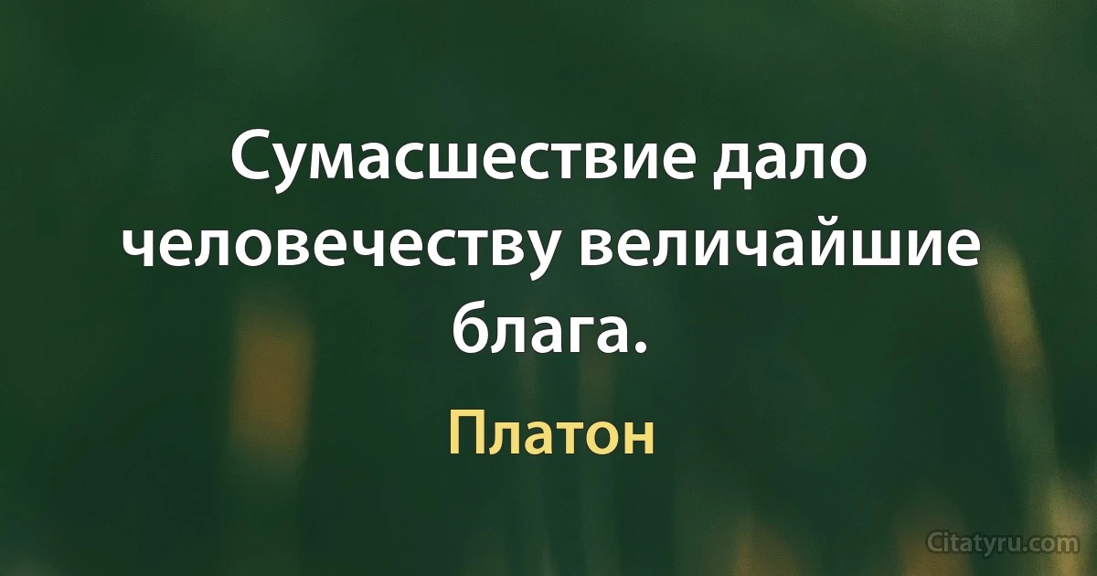 Сумасшествие дало человечеству величайшие блага. (Платон)