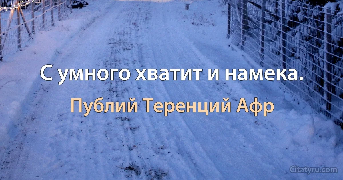 С умного хватит и намека. (Публий Теренций Афр)