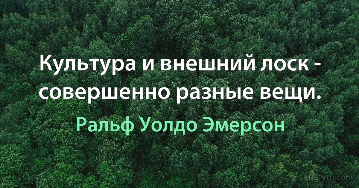 Культура и внешний лоск - совершенно разные вещи. (Ральф Уолдо Эмерсон)