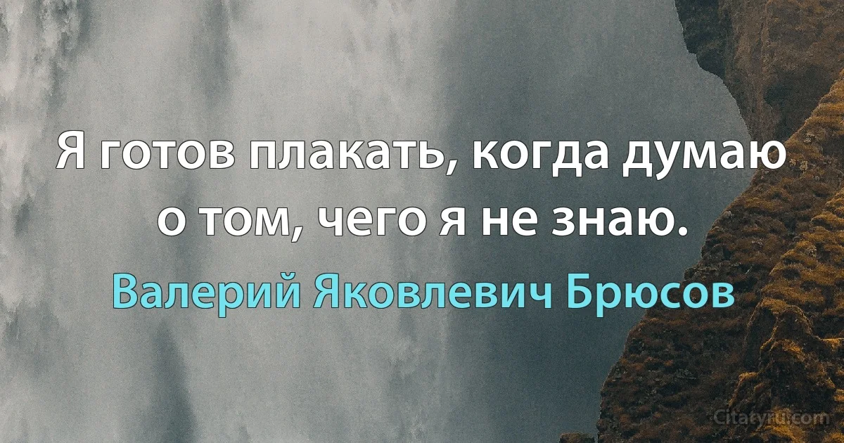 Я готов плакать, когда думаю о том, чего я не знаю. (Валерий Яковлевич Брюсов)