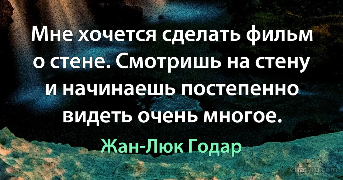 Мне хочется сделать фильм о стене. Смотришь на стену и начинаешь постепенно видеть очень многое. (Жан-Люк Годар)