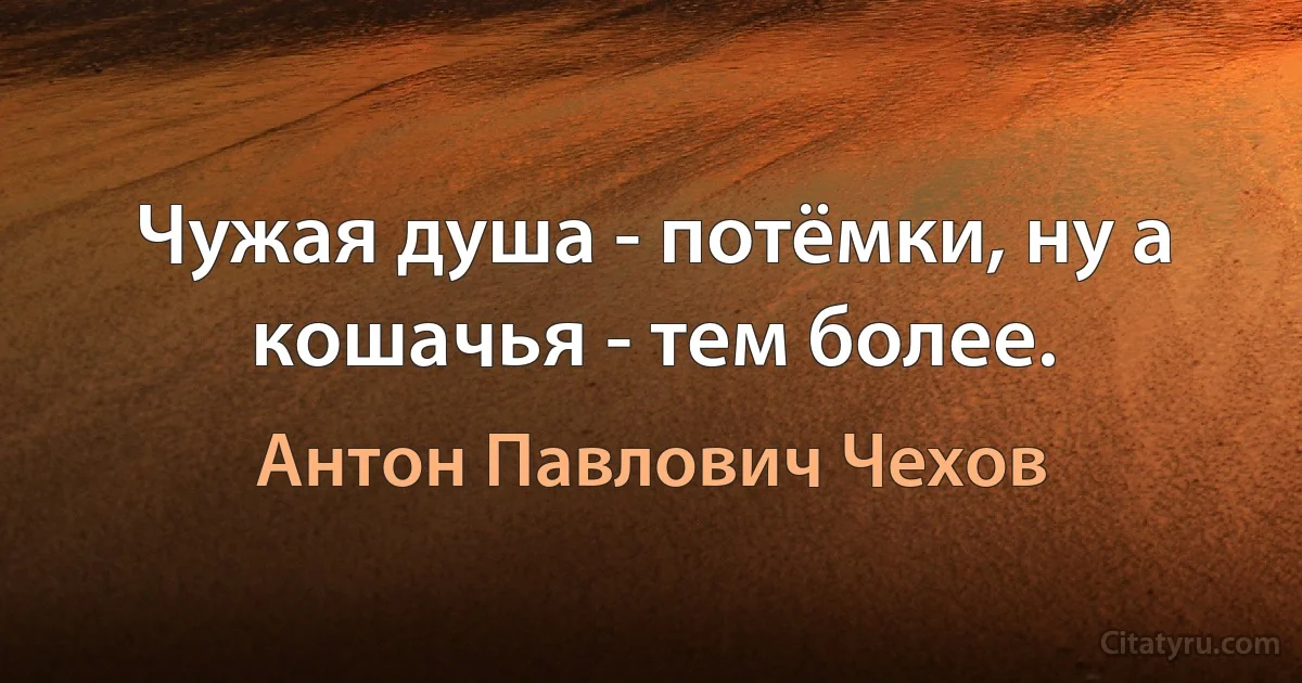 Чужая душа - потёмки, ну а кошачья - тем более. (Антон Павлович Чехов)