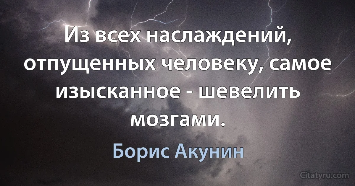 Из всех наслаждений, отпущенных человеку, самое изысканное - шевелить мозгами. (Борис Акунин)